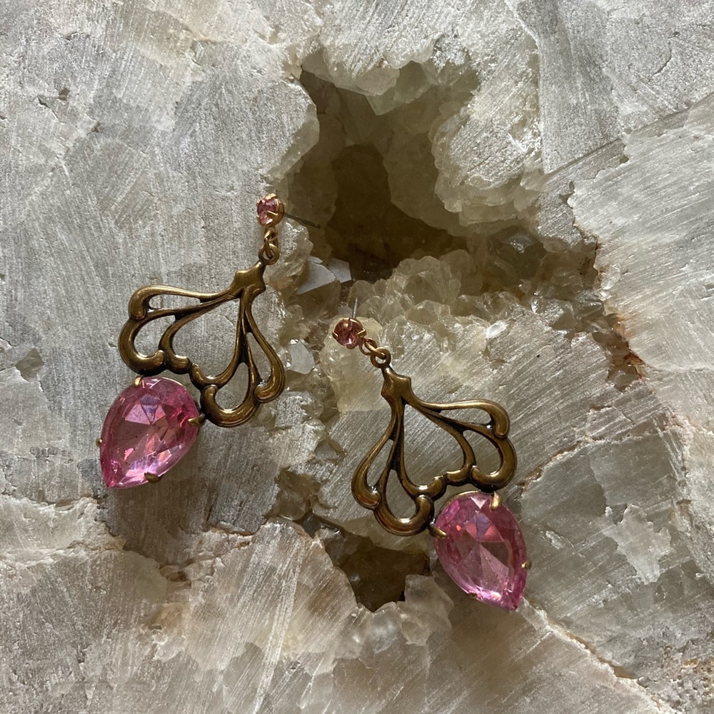 Vintage Sadie Green's Brass Tone Dangle Earrings